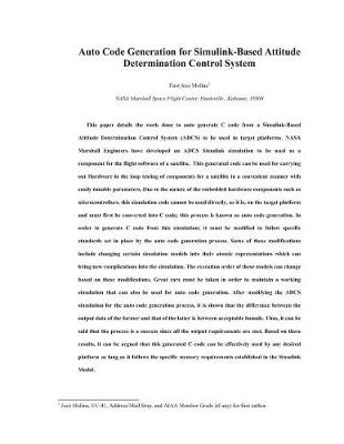 Book cover for Auto Code Generation for Simulink-Based Attitude Determination Control System