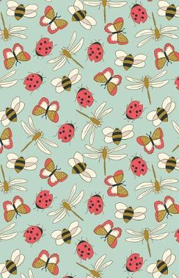 Cover of Journal Notebook Dragonflies, Bees and Ladybugs Pattern - Green