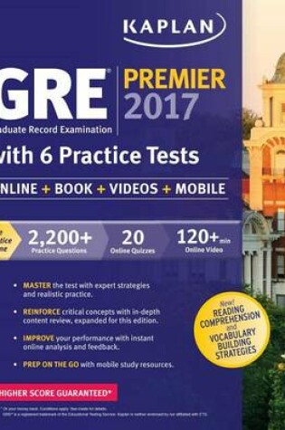 Cover of GRE Premier 2017 with 6 Practice Tests