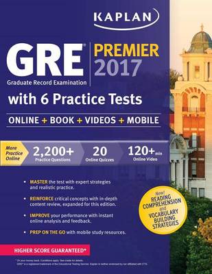 Book cover for GRE Premier 2017 with 6 Practice Tests
