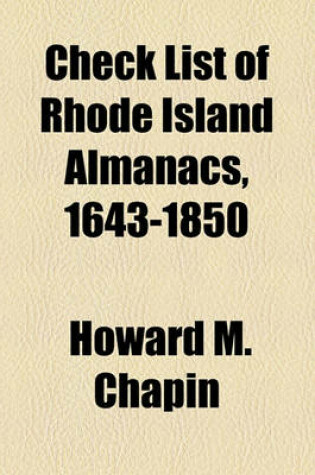 Cover of Check List of Rhode Island Almanacs, 1643-1850