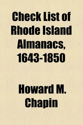 Book cover for Check List of Rhode Island Almanacs, 1643-1850