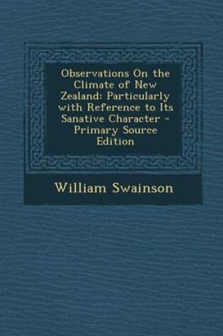 Cover of Observations on the Climate of New Zealand