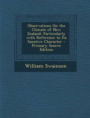 Book cover for Observations on the Climate of New Zealand