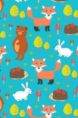 Cover of Bullet Journal Notebook Cute Foxes, Rabbits and Bears Pattern 4