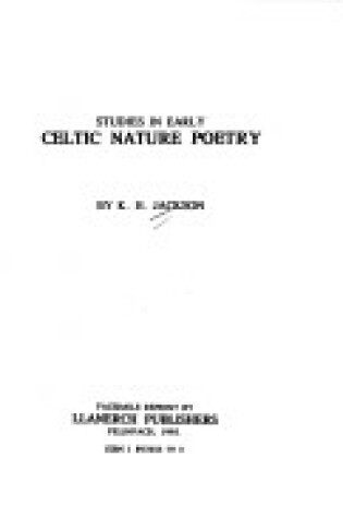 Cover of Studies in Early Celtic Nature Poetry