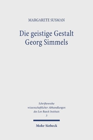 Cover of Die geistige Gestalt Georg Simmels