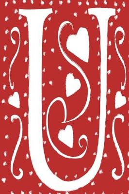 Cover of Monogram Journal Letter U Hearts Love Red White