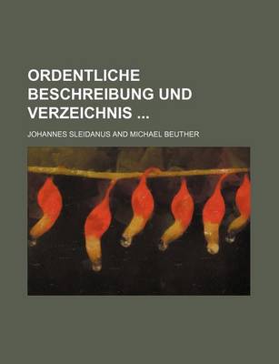 Book cover for Ordentliche Beschreibung Und Verzeichnis