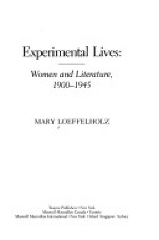 Cover of Experimental Lives