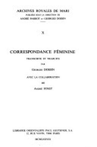 Cover of Correspondance Feminine