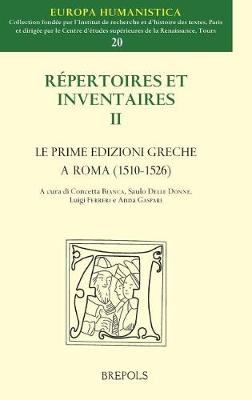 Book cover for Le Prime Edizioni Greche a Roma (1510-1526)