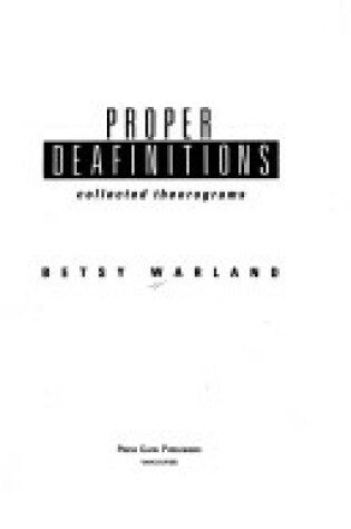 Cover of Proper Deafinitions