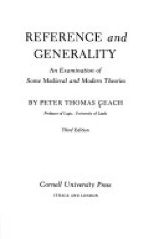 Cover of Reference and Generality