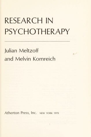 Cover of Research in Psychotherapy