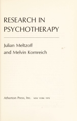 Book cover for Research in Psychotherapy