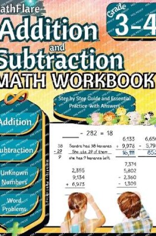 Cover of Addition and Subtraction Math Workbook 3rd and 4th Grade