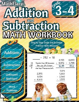 Cover of Addition and Subtraction Math Workbook 3rd and 4th Grade