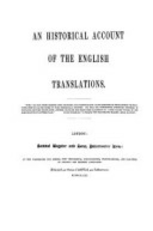 Cover of An Historical Account of the English Translations