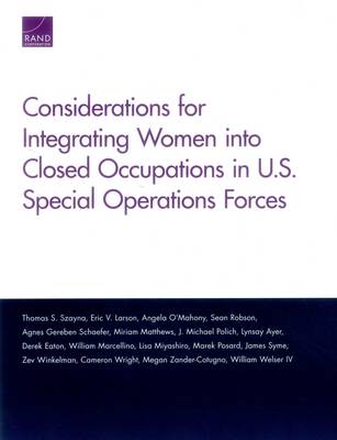 Book cover for Considerations for Integrating Women into Closed Occupations in U.S. Special Operations Forces