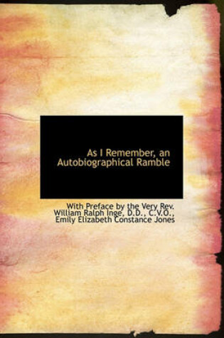Cover of As I Remember, an Autobiographical Ramble
