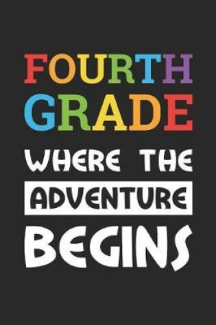 Cover of Back to School Notebook 'Fourth Grade Where The Adventure Begins' - Back To School Gift - 4th Grade Writing Journal