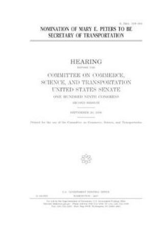 Cover of Nomination of Mary E. Peters to be Secretary of Transportation