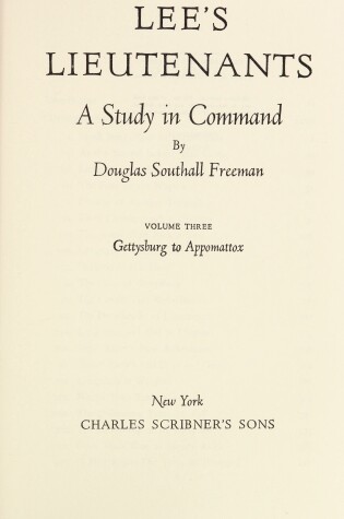 Cover of Lee's Lieutenants