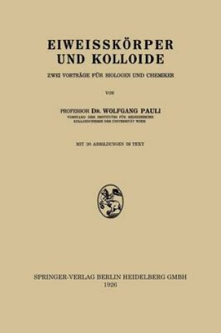 Cover of Eiweisskörper und Kolloide