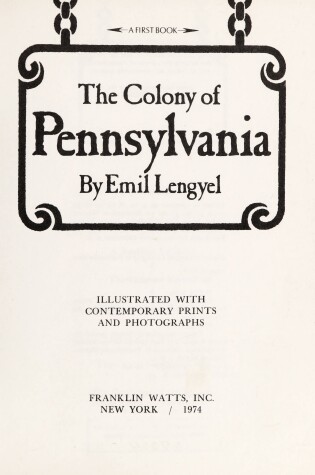 Cover of The Colony of Pennsylvania