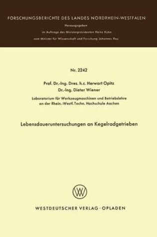 Cover of Lebensdaueruntersuchungen an Kegelradgetrieben