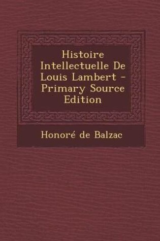 Cover of Histoire Intellectuelle de Louis Lambert