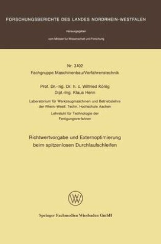 Cover of Richtwertvorgabe Und Externoptimierung Beim Zpitznlosen Durchlaufschleifen