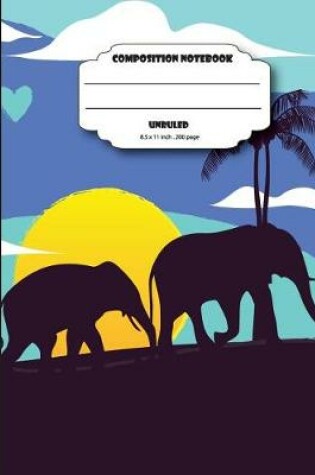 Cover of Composition notebook unruled 8.5 x 11 inch 200 page, Elephant in Blue wild