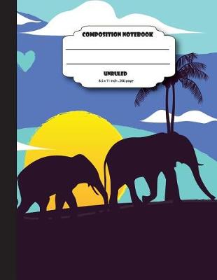 Book cover for Composition notebook unruled 8.5 x 11 inch 200 page, Elephant in Blue wild