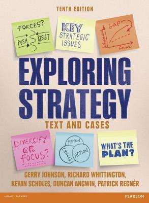 Book cover for Exploring Strategy (Text and Cases), plus MyStrategyLab with Pearson eText