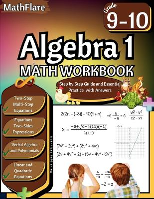 Book cover for Algebra 1 Workbook 9th and 10th Grade