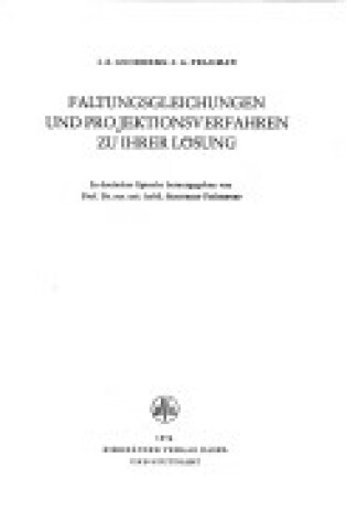 Cover of Faltungsgleichungen Und Projektionsverfahren Zu Ihrer Losung