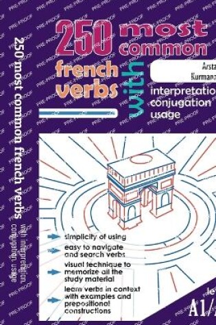 Cover of 250 Most Common French Verbs with Interpretation, Conjugation, Usage