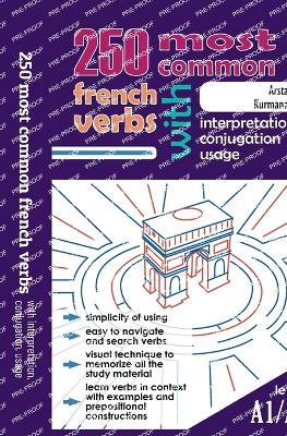 Book cover for 250 Most Common French Verbs with Interpretation, Conjugation, Usage