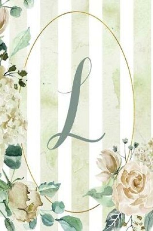 Cover of Notebook 6"x9", Letter L, Green Stripe Floral Design