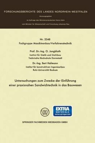 Cover of Untersuchungen Zum Zwecke Der Einfuhrung Einer Praxisnahen Sandwichtechnik in Das Bauwesen