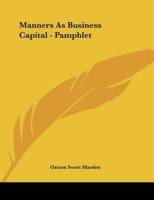 Book cover for Manners as Business Capital - Pamphlet