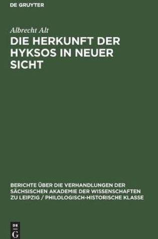 Cover of Die Herkunft Der Hyksos in Neuer Sicht