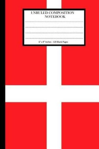 Cover of Unruled Composition Notebook 6" x 9". 120 Pages. Danish Flag