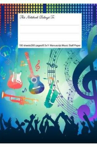 Cover of Staff Paper Blank Manuscript Musical Notebook, 12 Staves, 8.5.X 11, Musicians