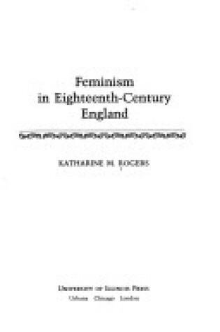 Cover of Feminism in 18th Cent Eng CB