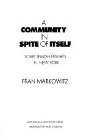 Cover of A Community in Spite of Itself