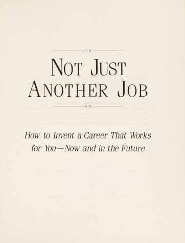 Book cover for Not Just Another Job