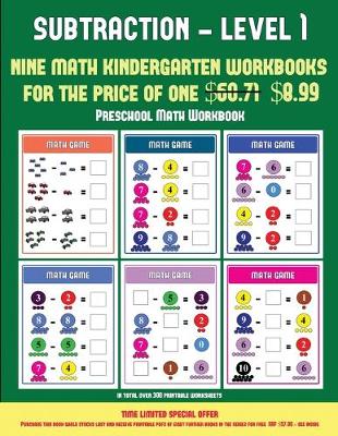 Book cover for Preschool Math Workbook (Kindergarten Subtraction/taking away Level 1)